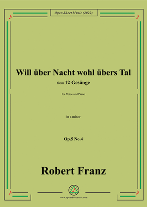 Book cover for Franz-Will uber Nacht wohl ubers Tal,in a minor,Op.5 No.4