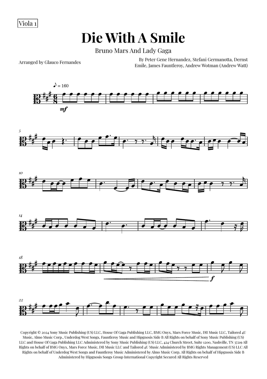 Die With A Smile String Duet scores gallery preview page 4