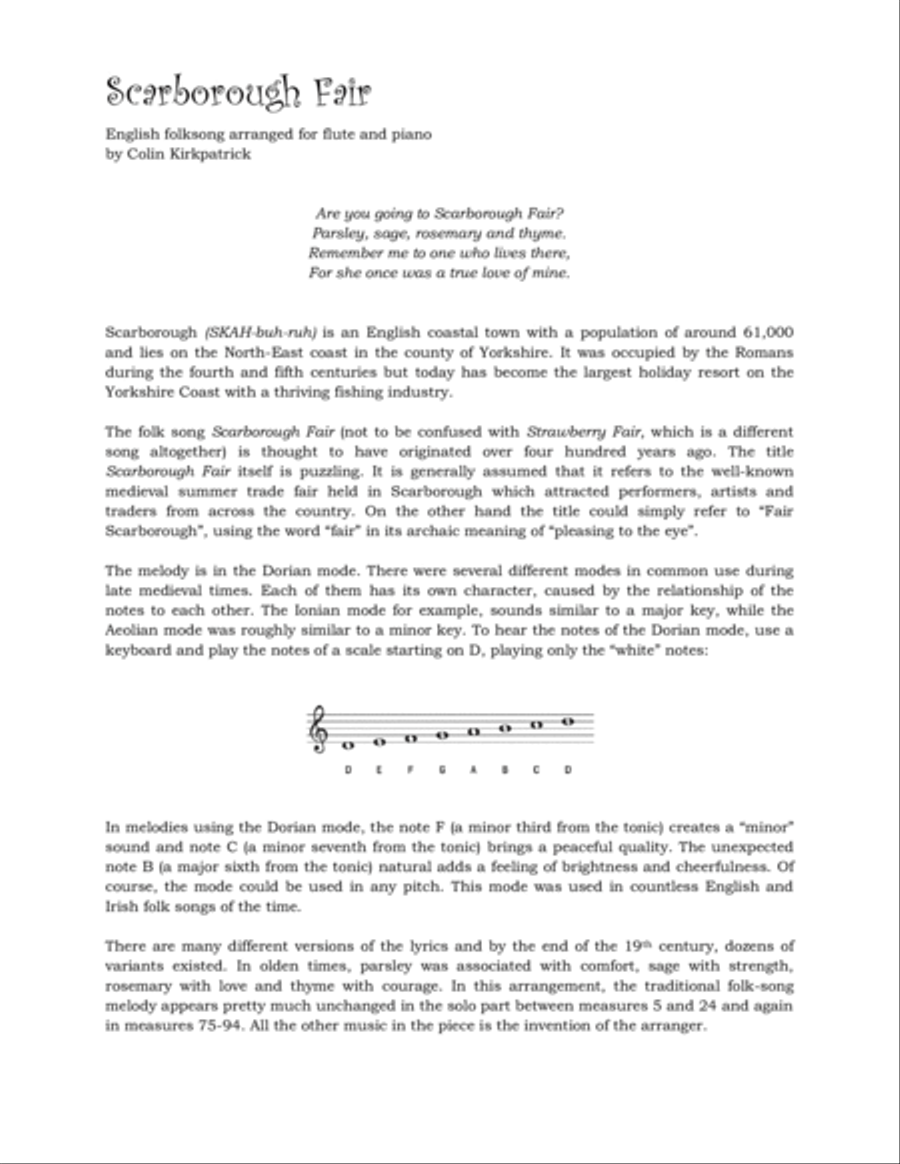 Scarborough Fair (for flute and piano) Flute scores gallery preview page 2