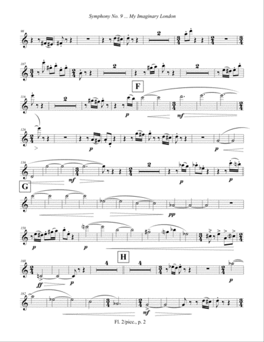 Symphony No. 9 ... My Imaginary London (2013-14) Flute/picc. part 2 Flute Solo scores gallery preview page 2