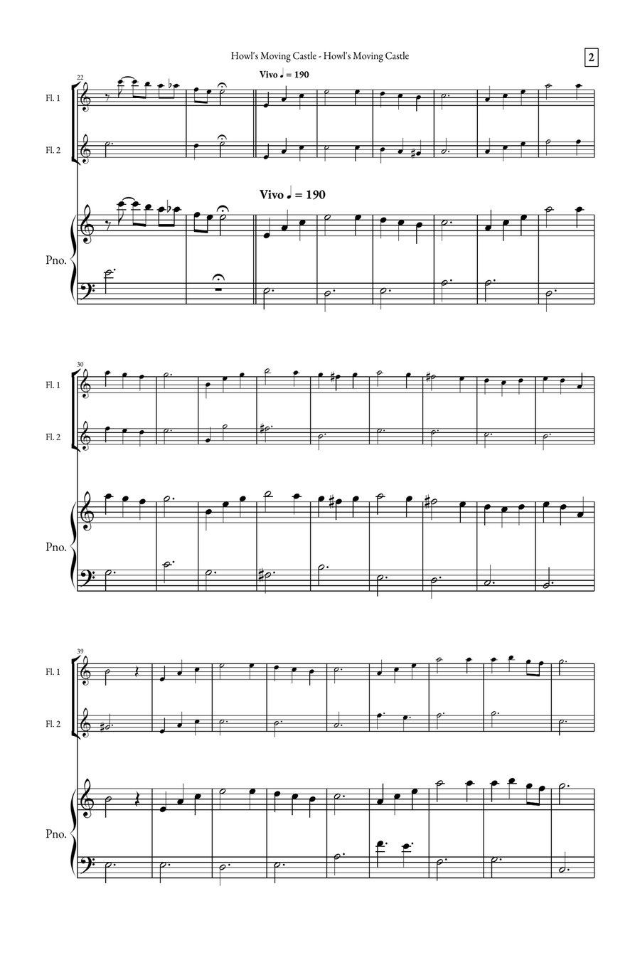 Howl's Moving Castle Woodwind Duet scores gallery preview page 2