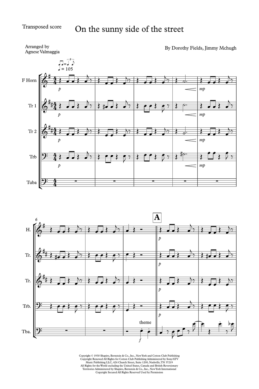 On The Sunny Side Of The Street Brass Ensemble scores gallery preview page 1