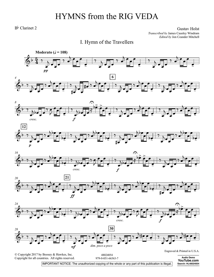 Hymns from the Rig Veda - Bb Clarinet 2