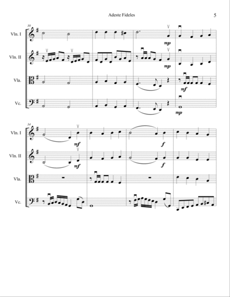 Adeste Fideles for String Quartet String Quartet scores gallery preview page 6