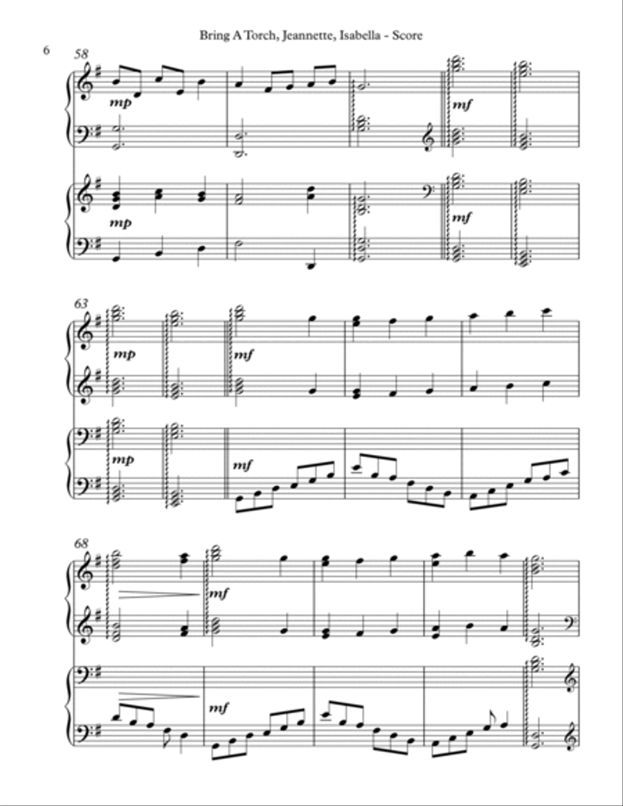 Bring A Torch, Jeannette, Isabella, Harp Duet Celtic Harp scores gallery preview page 6
