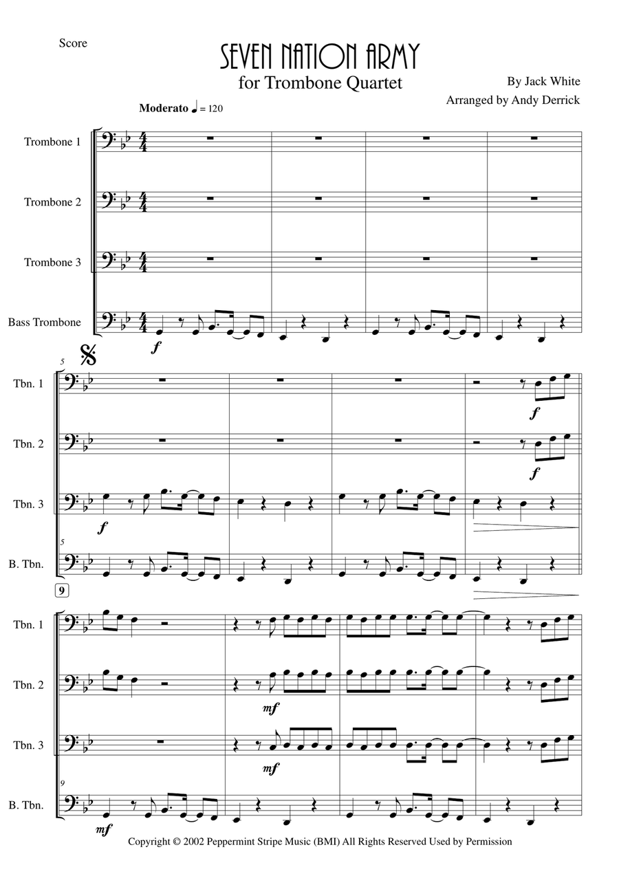 Seven Nation Army Brass Ensemble scores gallery preview page 1