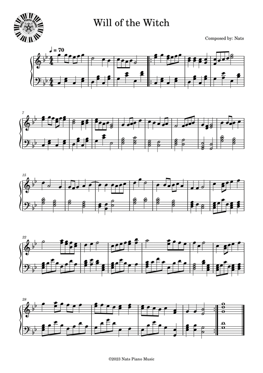 Will of the Witch Will of the Witch Piano Solo scores gallery preview page 1