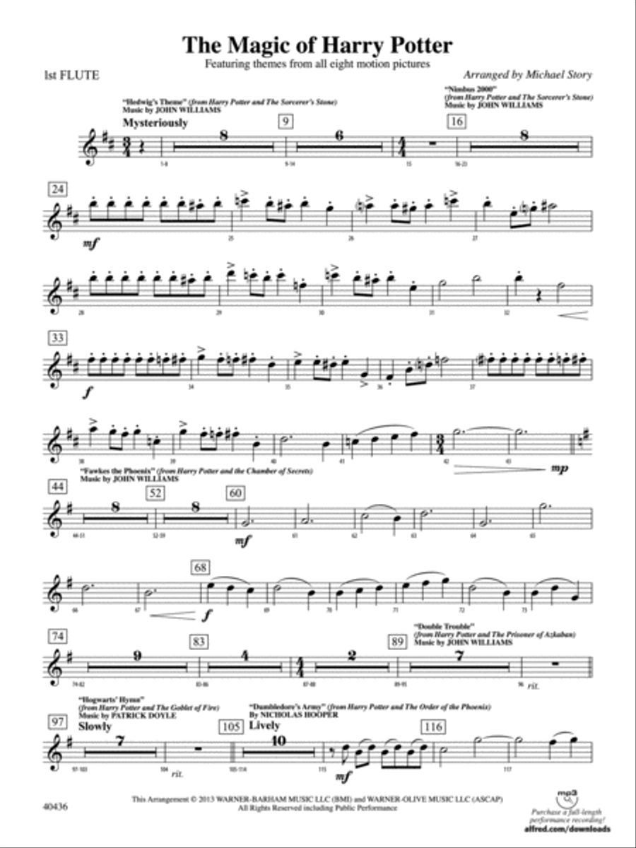 The Magic of Harry Potter: Flute Full Orchestra scores gallery preview page 1