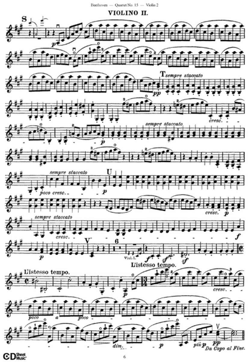 L. v. Beethoven - Quartet No. 15 in A Minor Op. 132 Violin 2