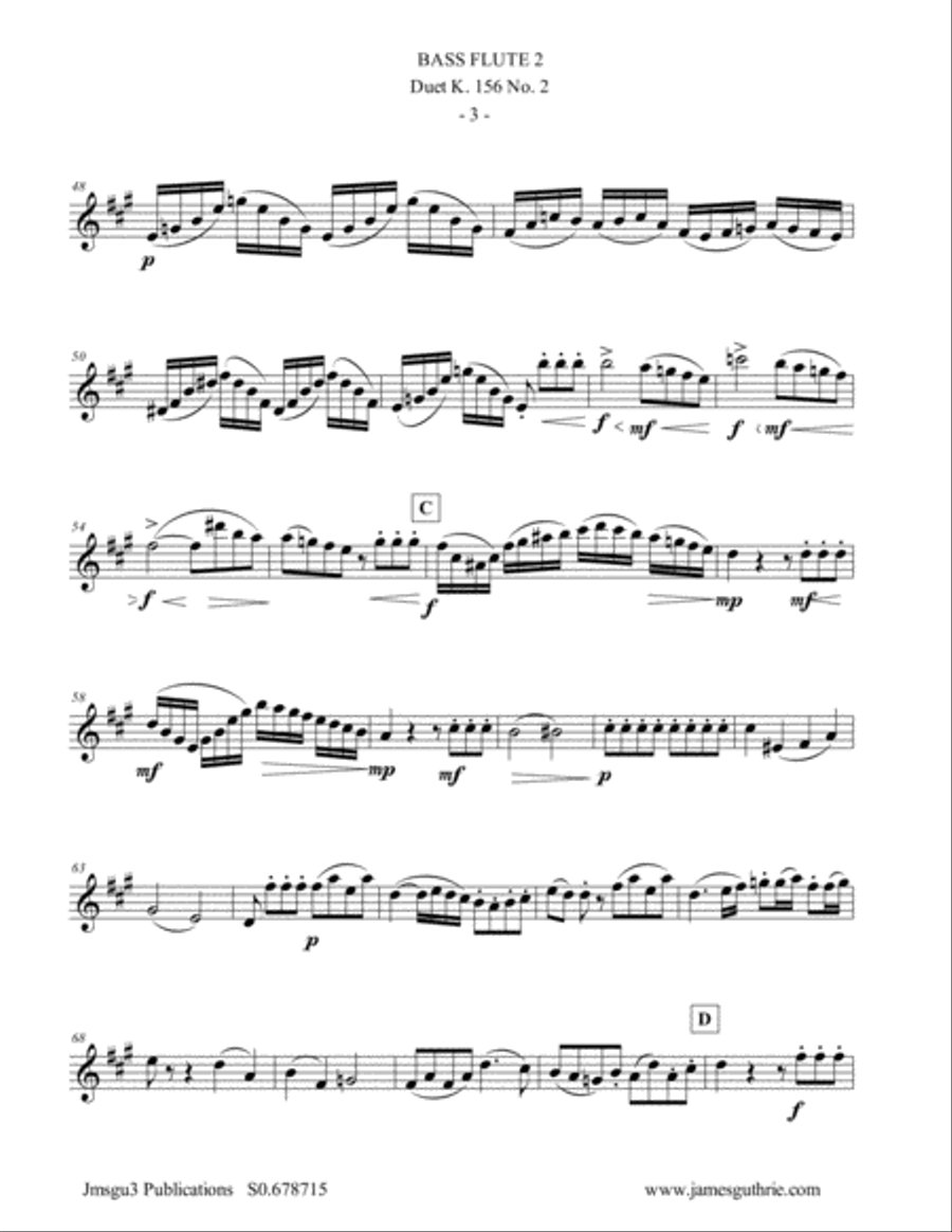 Mozart: Duet K. 156 No. 2 for Bass Flute Duo Flute Duet scores gallery preview page 3