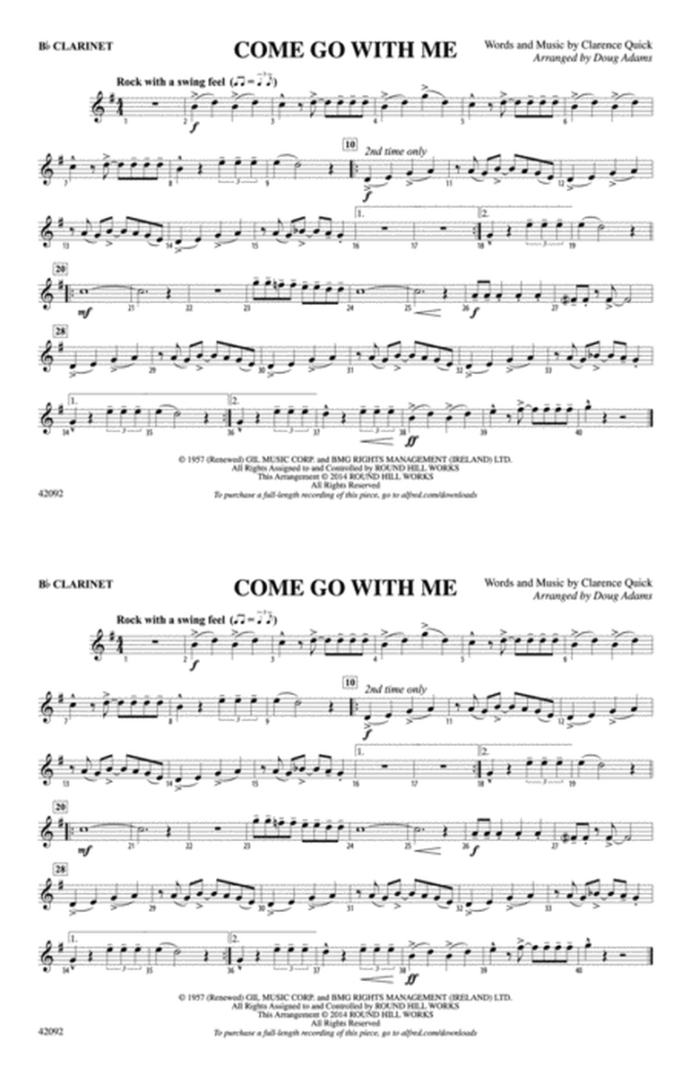 Come Go with Me: 1st B-flat Clarinet