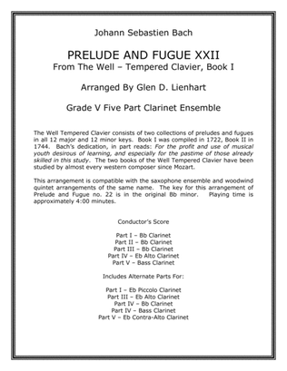 Prelude and Fugue XXII (Clarinet)