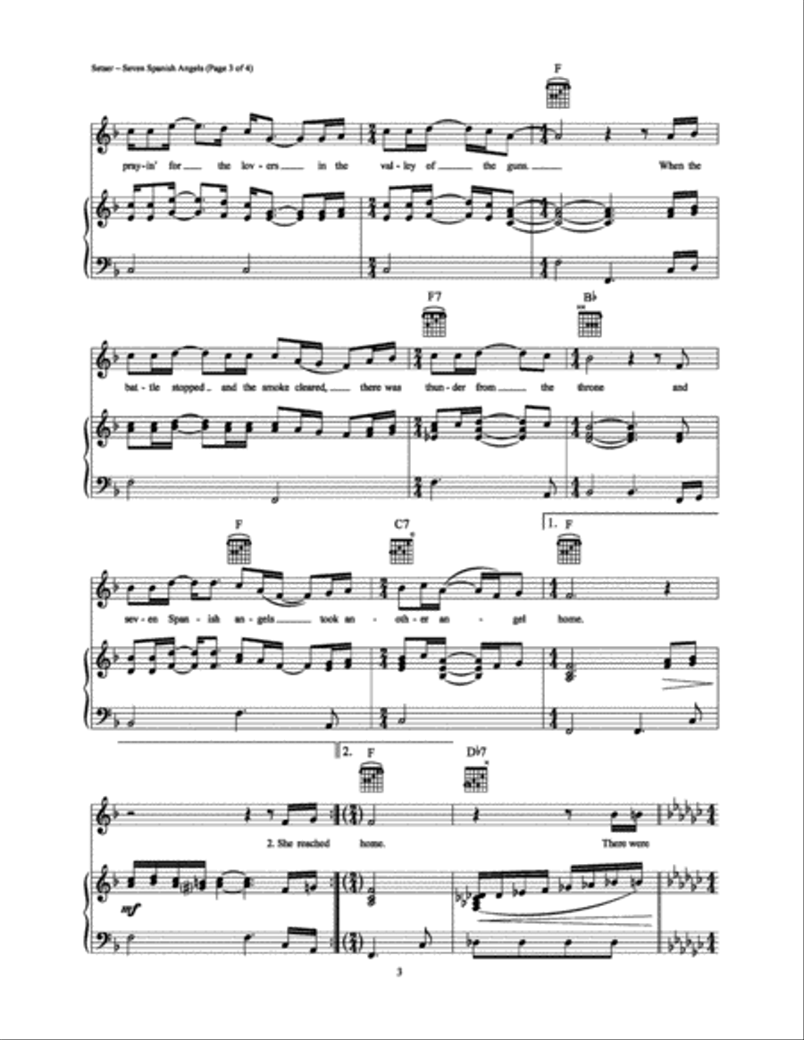 Seven Spanish Angels Seven Spanish Angels Piano, Vocal, Guitar scores gallery preview page 3