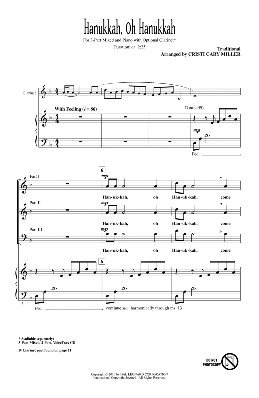 Hanukkah, Oh Hanukkah Hanukkah, Oh Hanukkah 3-Part scores gallery preview page 1