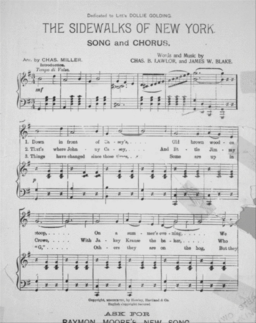 The Sidewalks of New York. Song and Chorus Choir scores gallery preview page 2