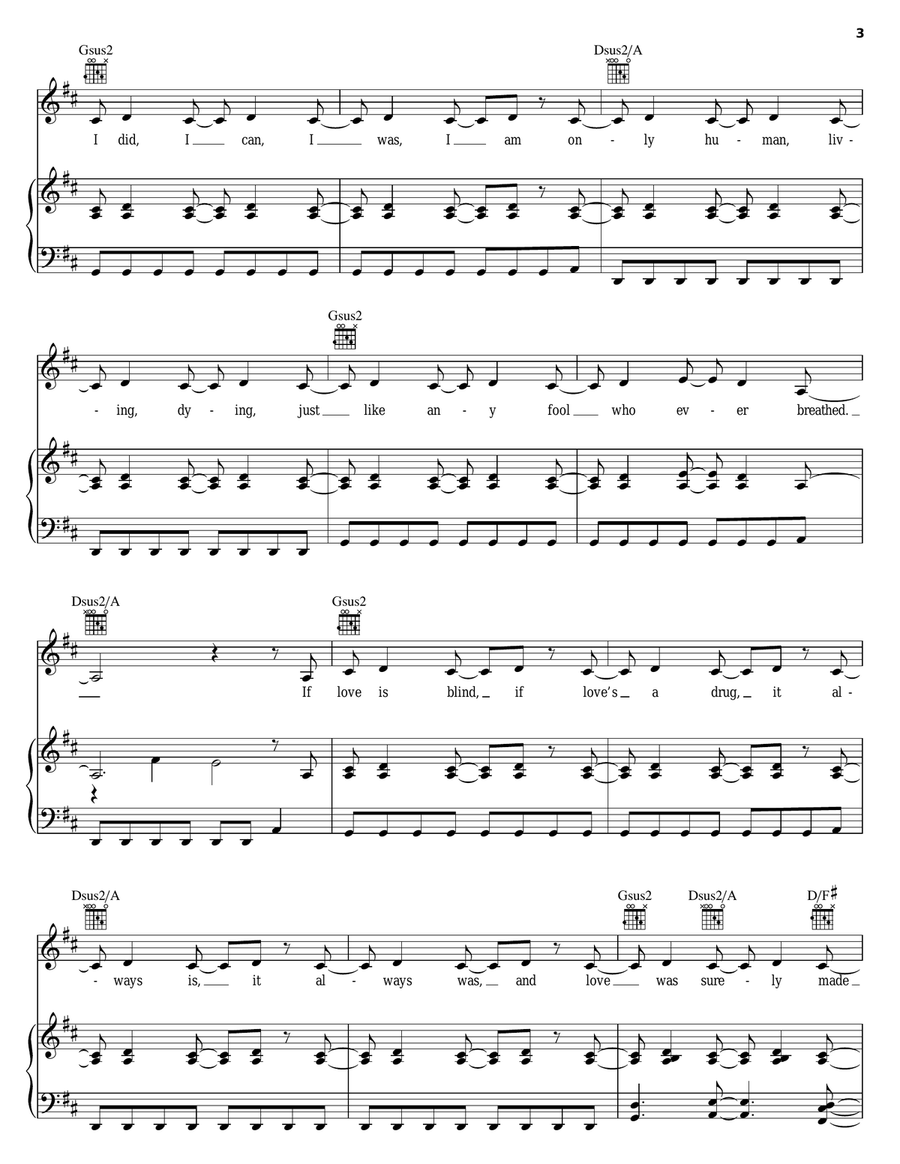 Fools Like Me Piano, Vocal, Guitar scores gallery preview page 3