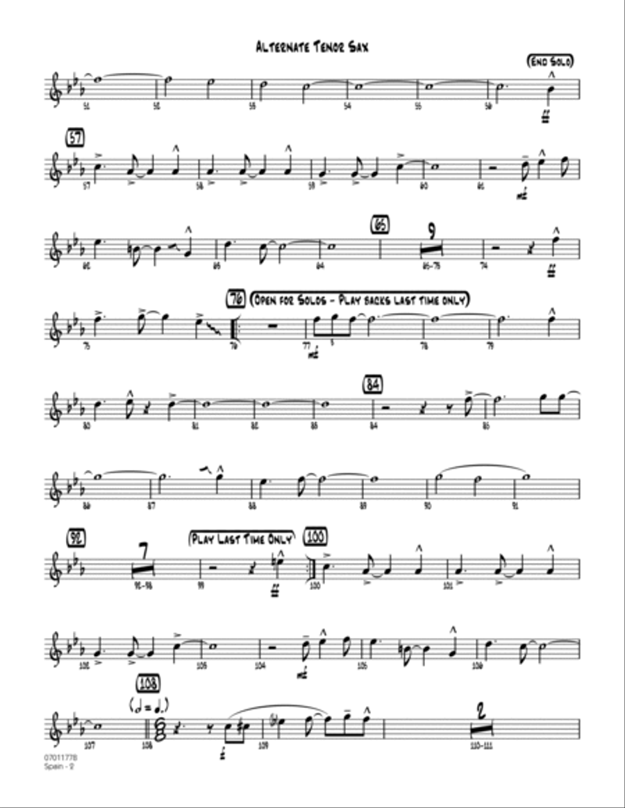 Spain - Alternate Tenor Sax Jazz Ensemble scores gallery preview page 2
