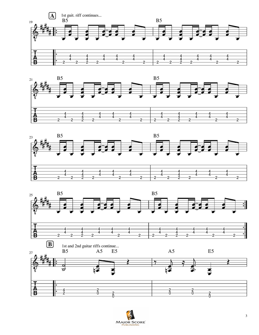 Thunderstruck Guitar Tablature scores gallery preview page 3