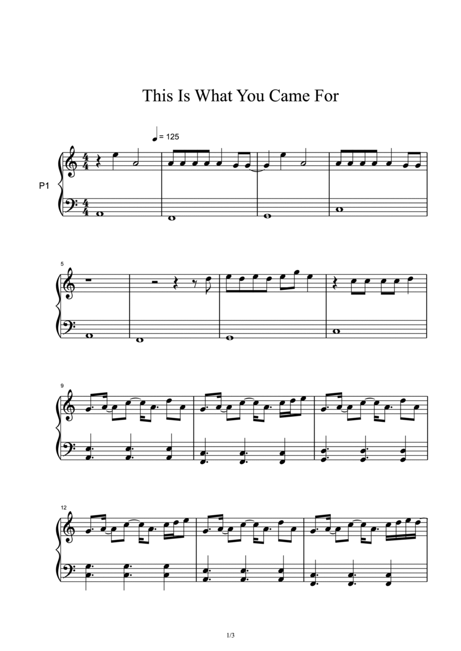 This Is What You Came For Piano Solo scores gallery preview page 1