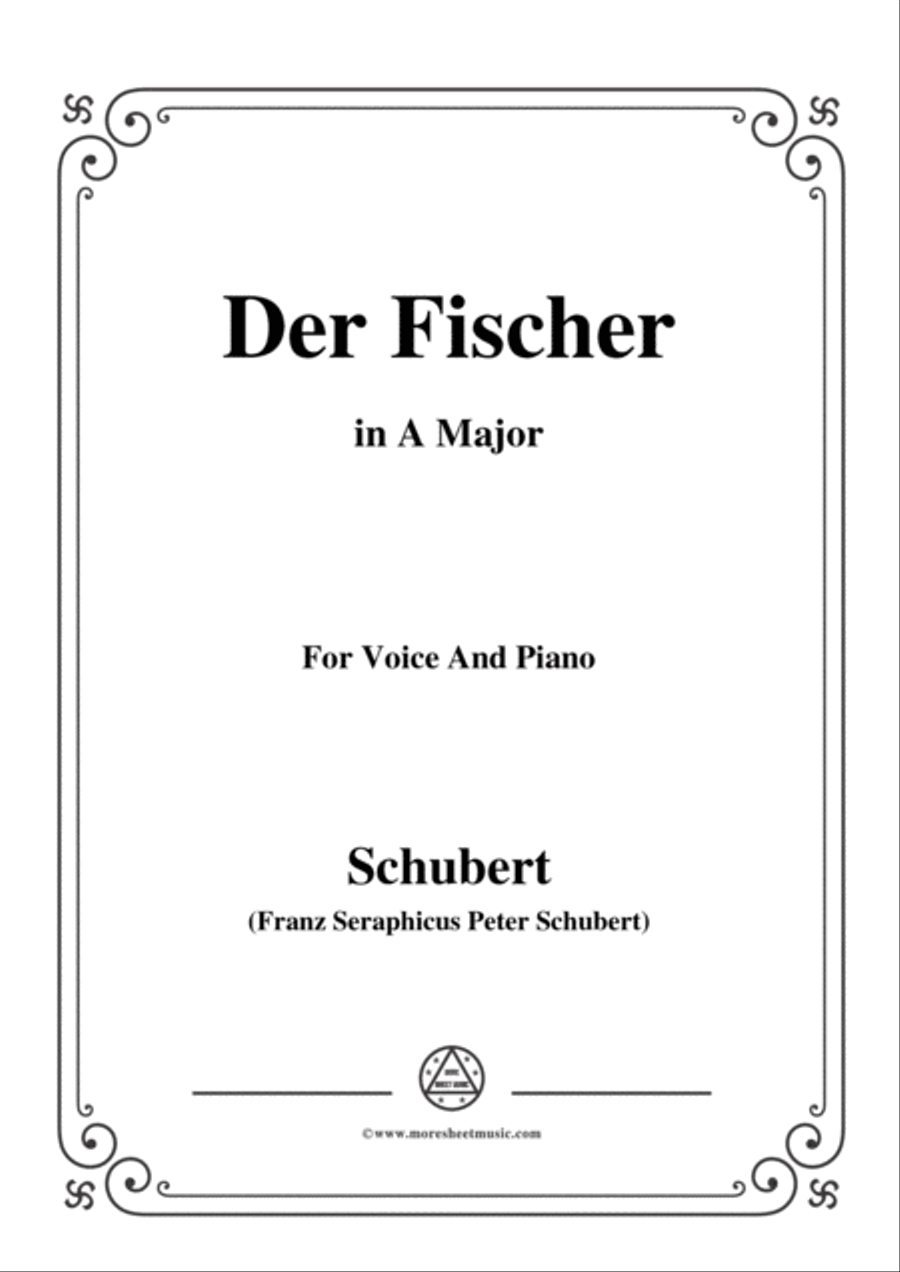 Schubert-Der Fischer,in A Major,Op.5,No.3,for Voice and Piano Voice Solo scores gallery preview page 1