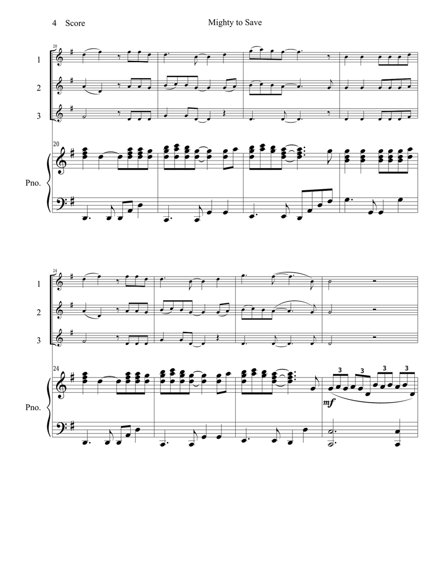 Mighty To Save Woodwind Trio scores gallery preview page 5