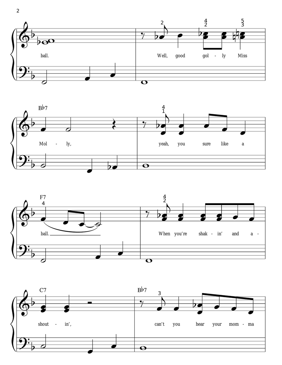 Good Golly Miss Molly Easy Piano scores gallery preview page 2
