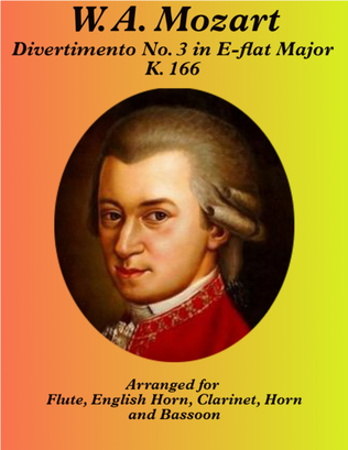 Book cover for Mozart: Divertimento No. 3 in Eb Major, K. 166 for Woodwind Quintet (English Horn)