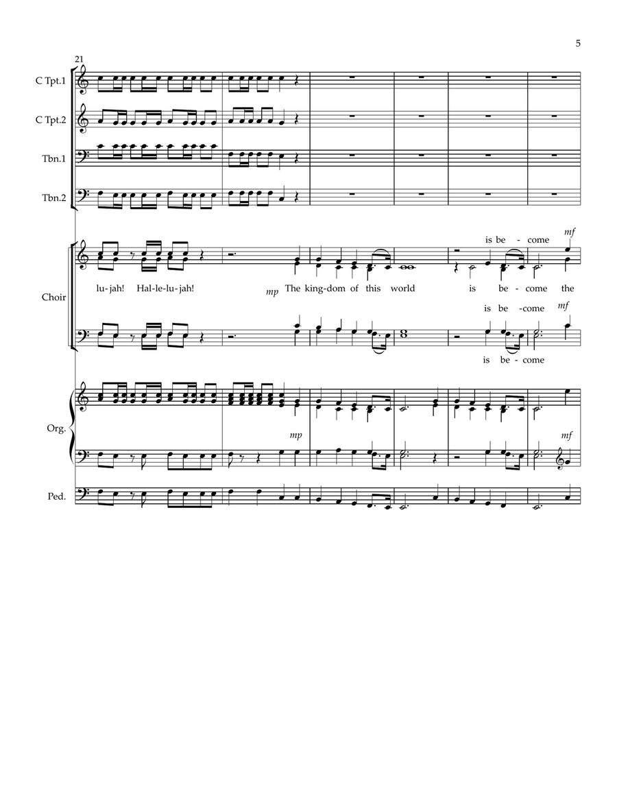 Hallelujah – SATB, Brass Quartet, and Organ 4-Part scores gallery preview page 6