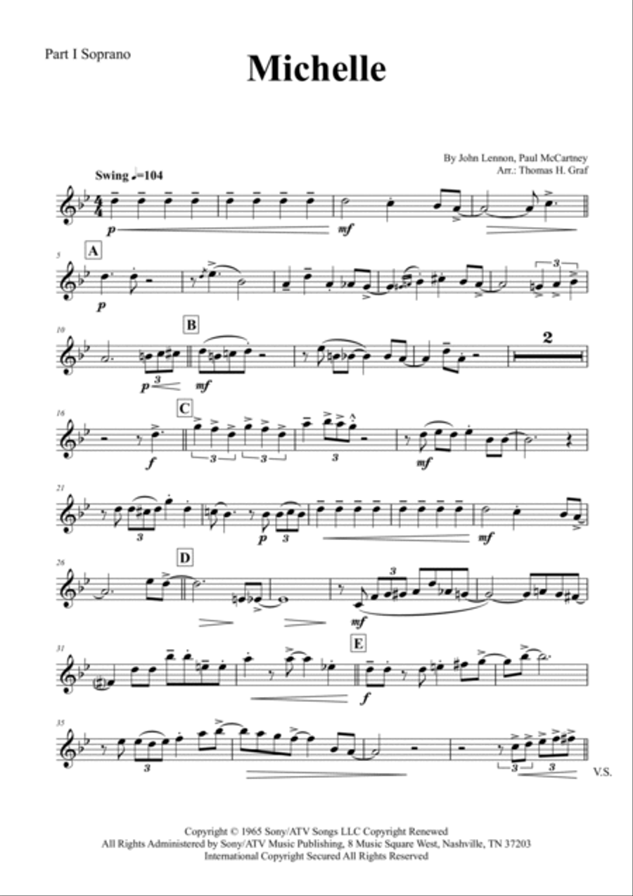Michelle Saxophone Quintet scores gallery preview page 6