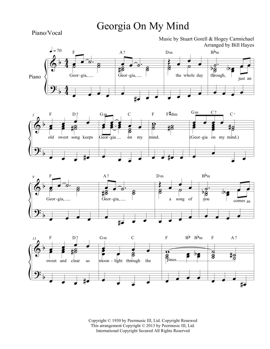 Georgia On My Mind Voice scores gallery preview page 1