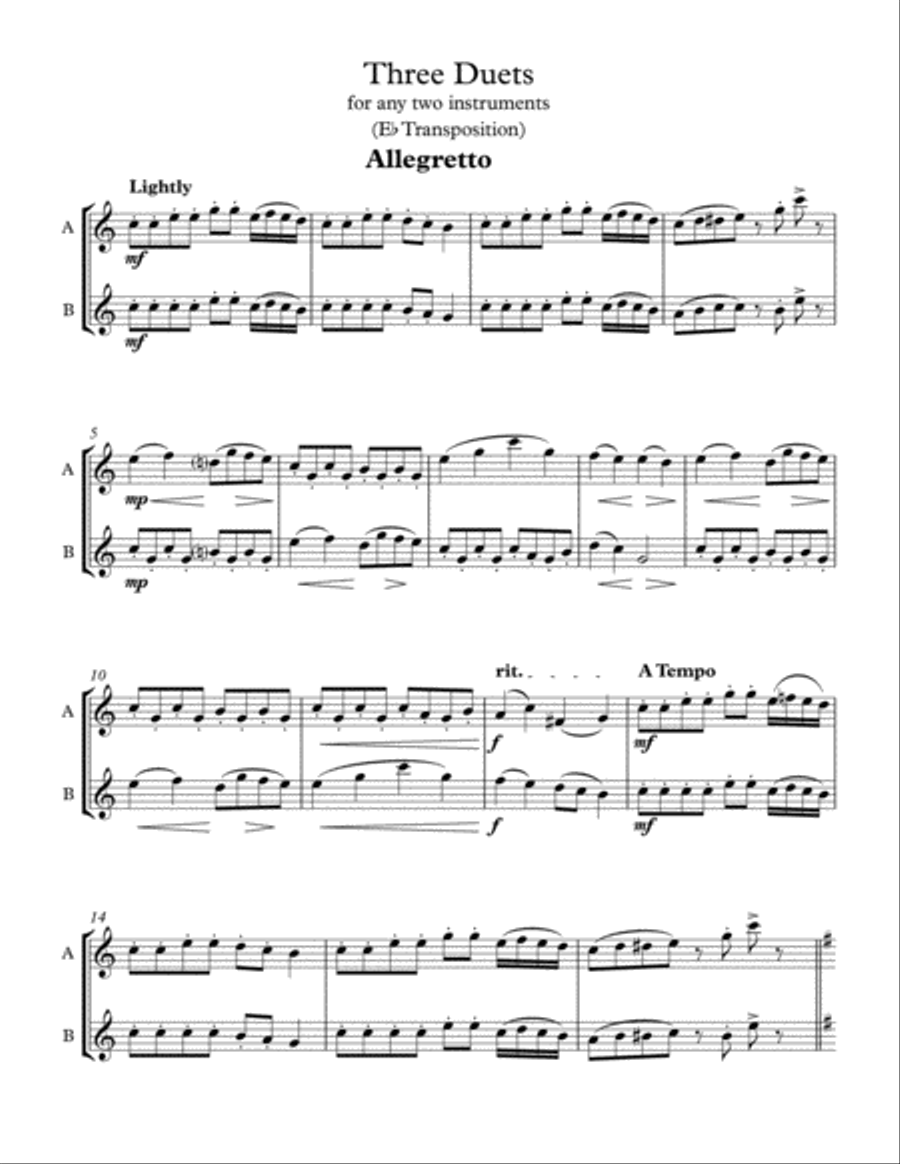 Three Duets - For Any Two Instruments (Eb Transposition) Woodwind Duet scores gallery preview page 2
