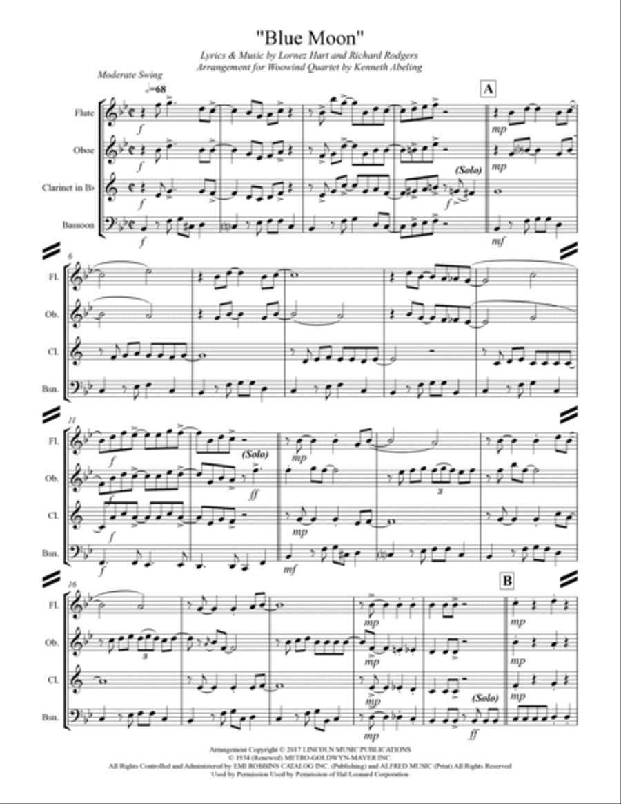 Blue Moon Woodwind Quartet scores gallery preview page 2