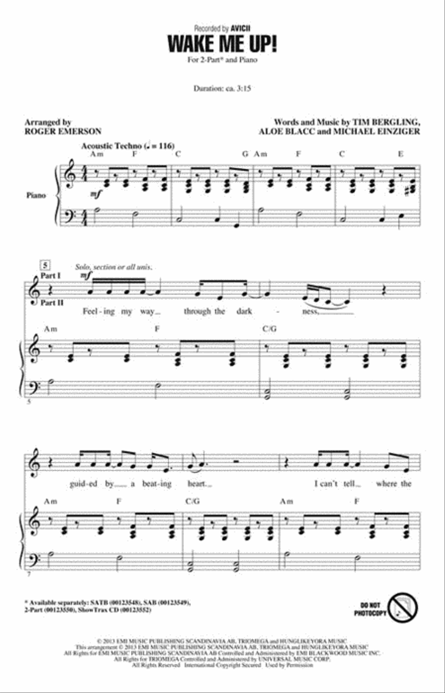 Wake Me Up! 2-Part scores gallery preview page 2