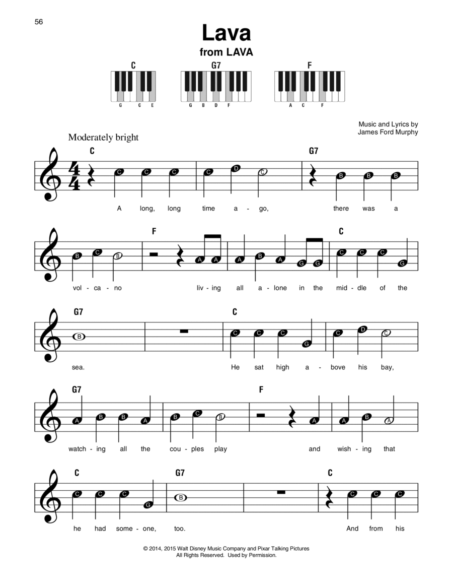 Lava (from Lava) Easy Piano scores gallery preview page 1