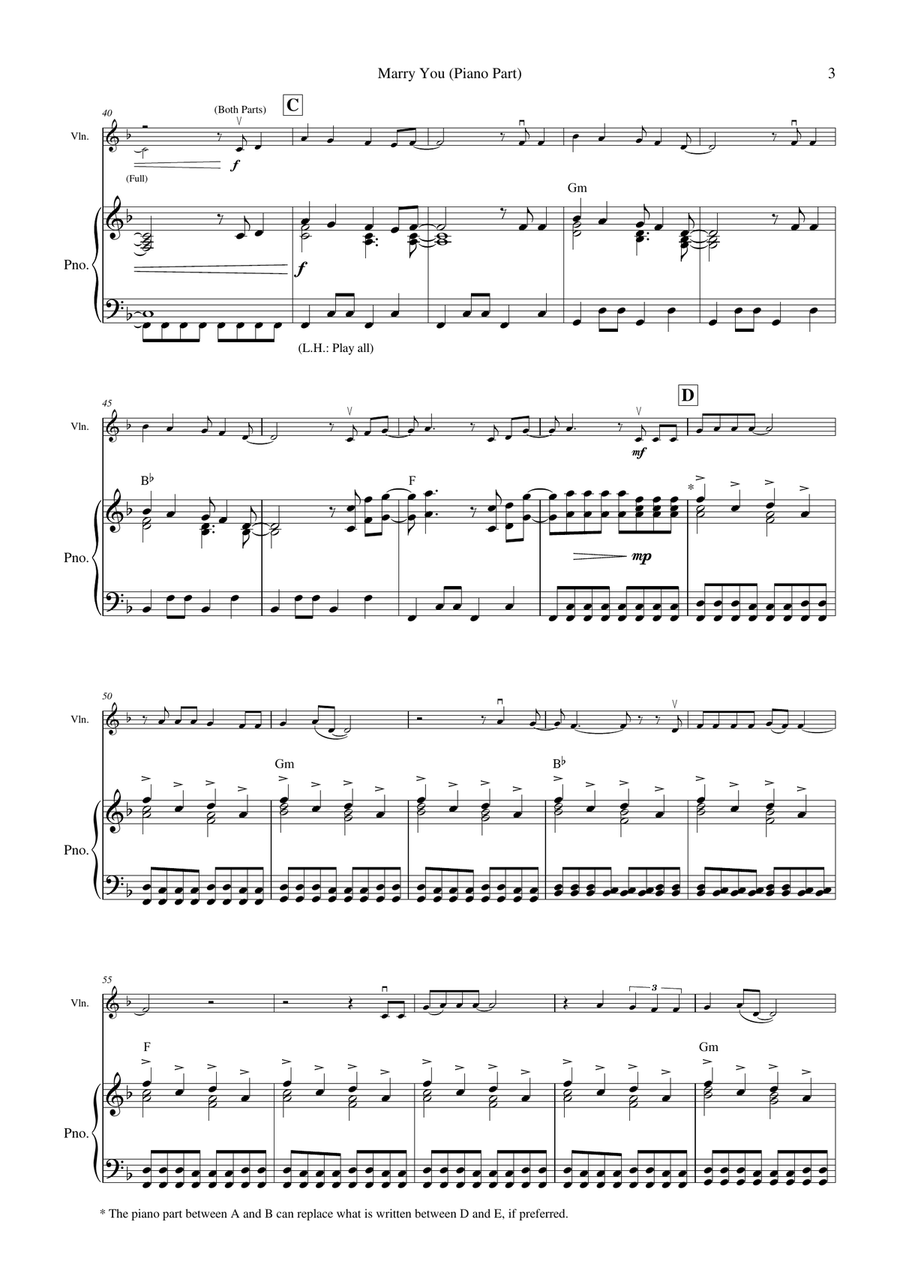 Marry You Violin Solo scores gallery preview page 6