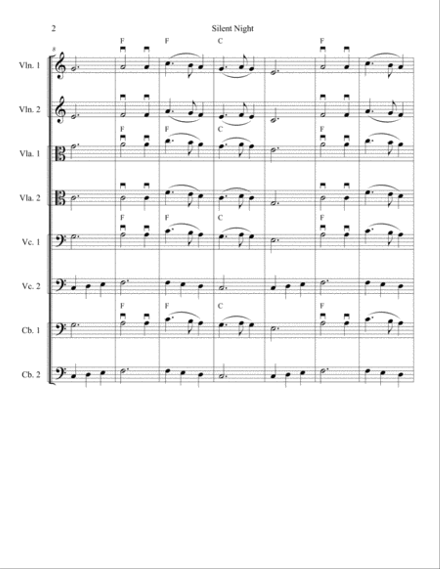 Silent Night for Strings String Orchestra scores gallery preview page 2