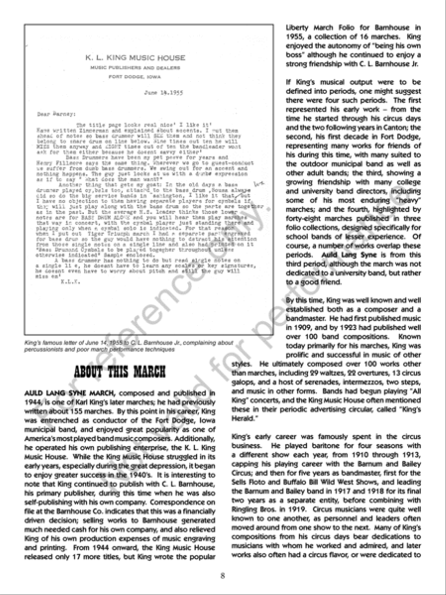 Auld Lang Syne Concert Band scores gallery preview page 9