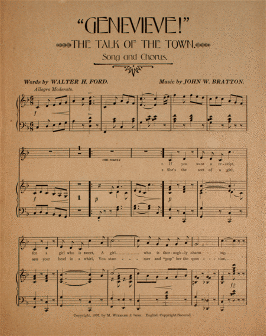 Genevieve! The Talk of the Twon. Song and Chorus Choir scores gallery preview page 1