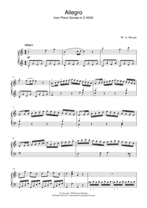 Book cover for Allegro From Piano Sonata in C K545
