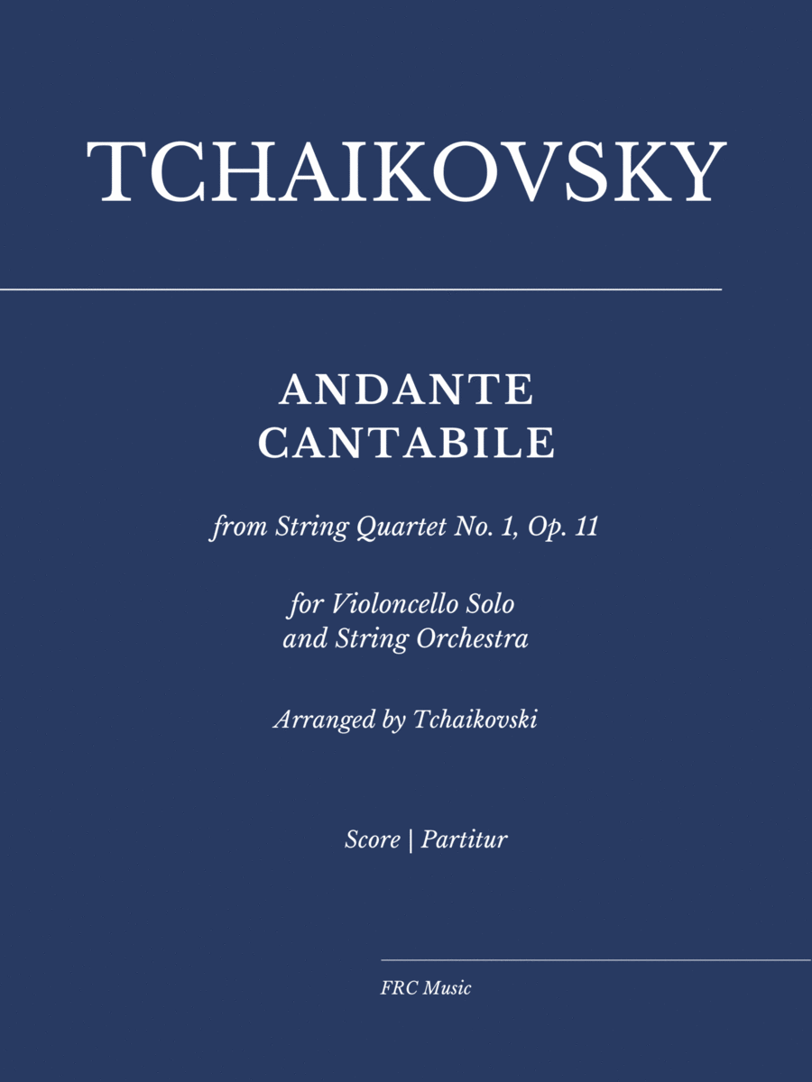 Tchaikovsky: Andante Cantabile for Cello Solo and String Orchestra, Op. posth. String Orchestra scores gallery preview page 1