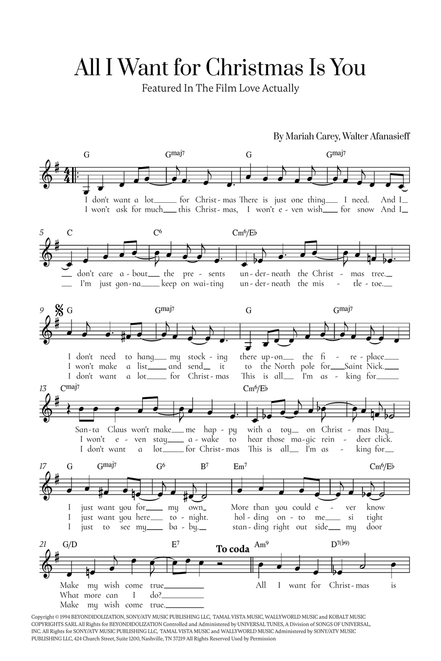 All I Want For Christmas Is You Piano scores gallery preview page 1
