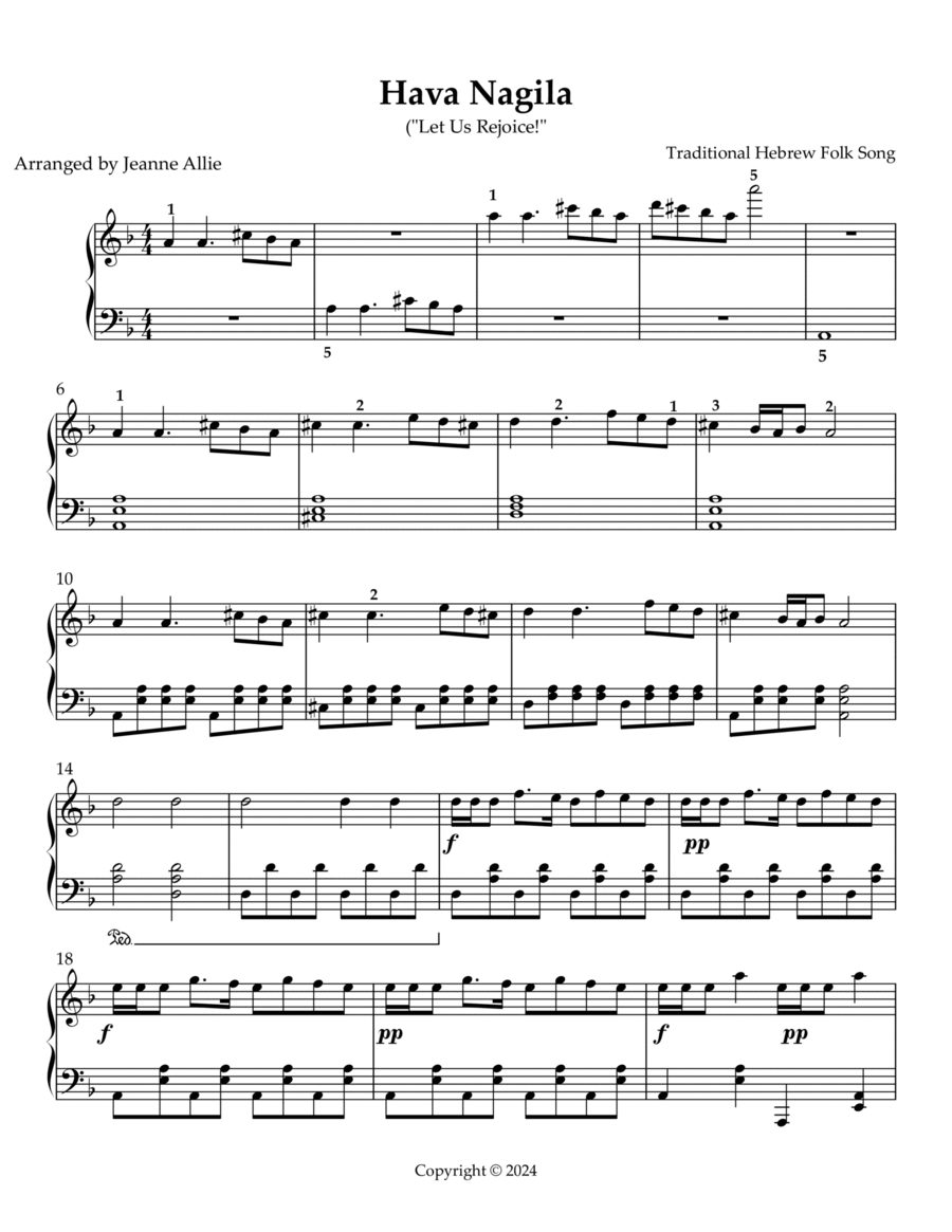 Hava Nagila Piano Method scores gallery preview page 1