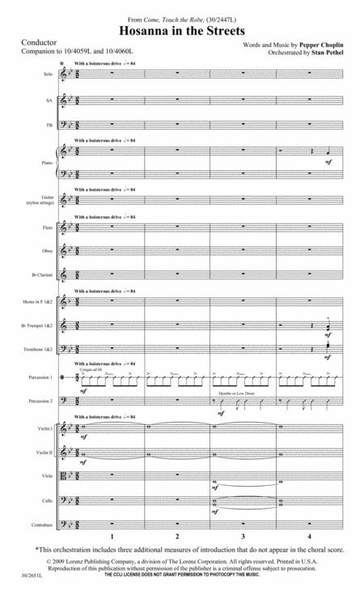 Hosanna in the Streets - Orchestral Score and Parts