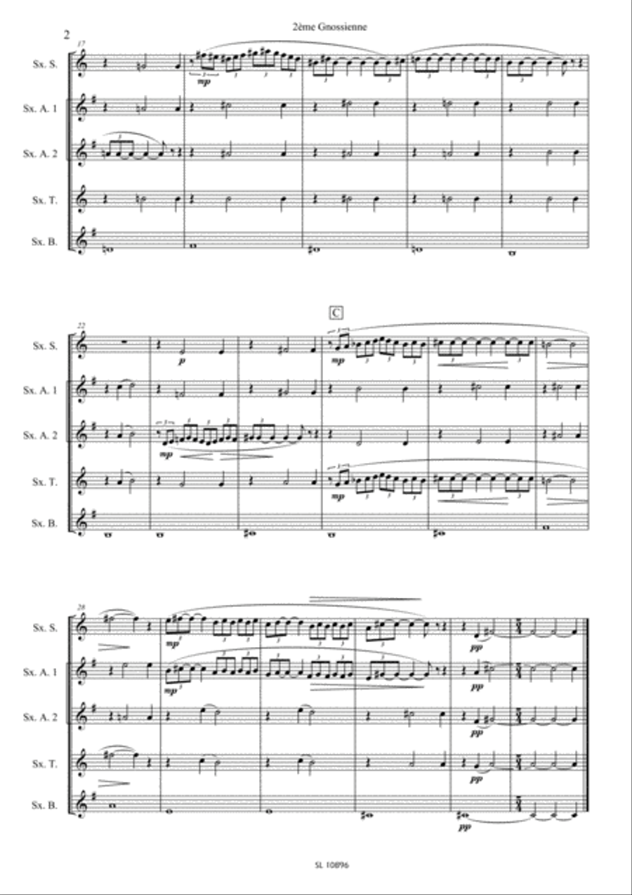 Gnossienne 1er 2eme et 3eme pour quintette de saxophones Saxophone scores gallery preview page 6