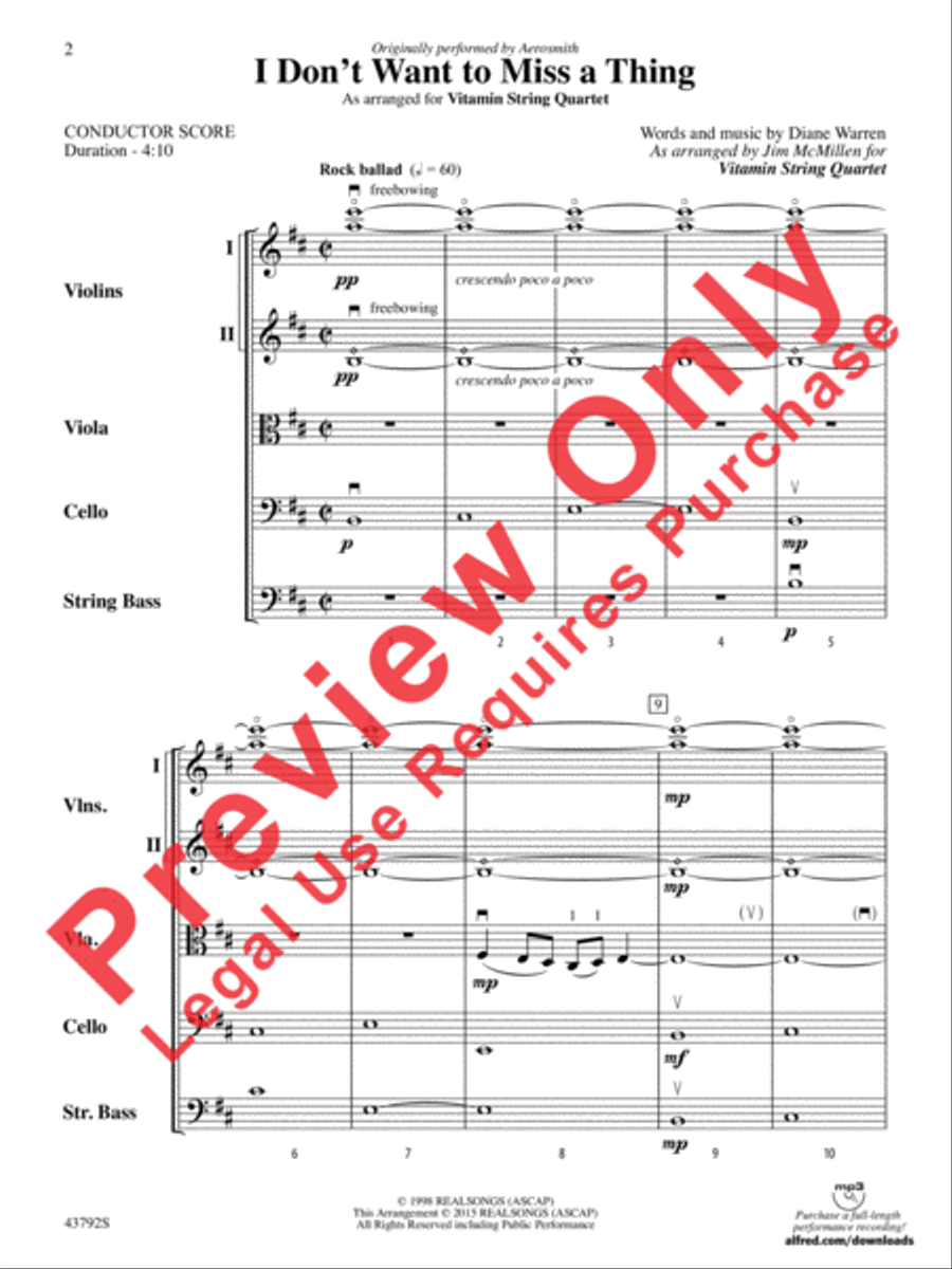 I Don't Want to Miss a Thing String Orchestra scores gallery preview page 21