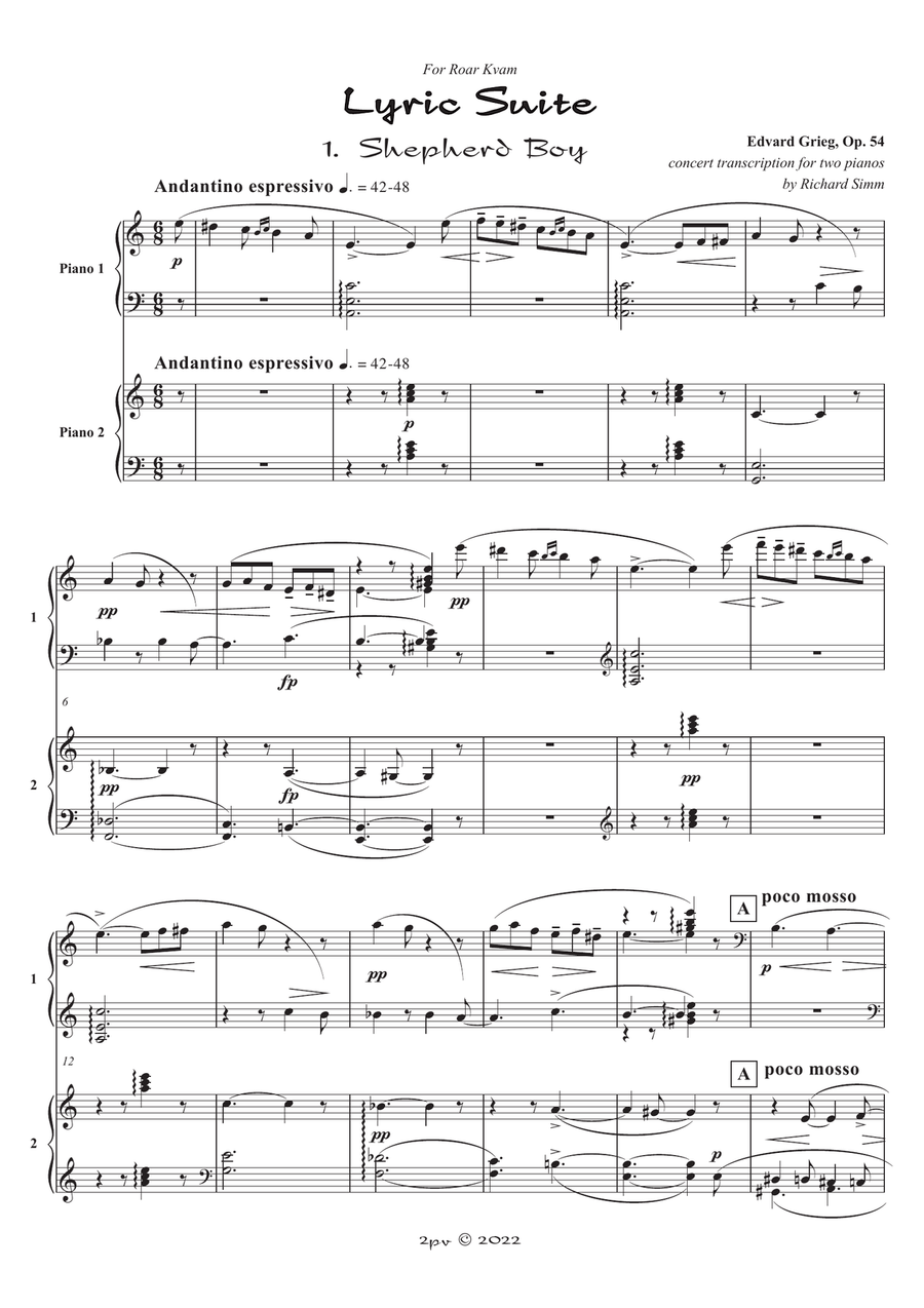 Shepherd Boy, from Lyric Suite, op. 54 Piano Duet scores gallery preview page 1