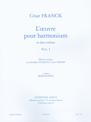 L'oeuvre Pour Harmonium Vol.1 (musica Gallica) (organ)