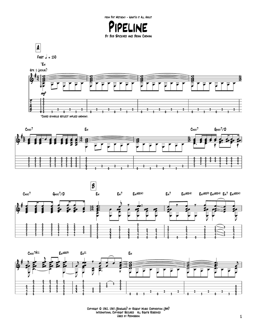 Pipeline Acoustic Guitar scores gallery preview page 1