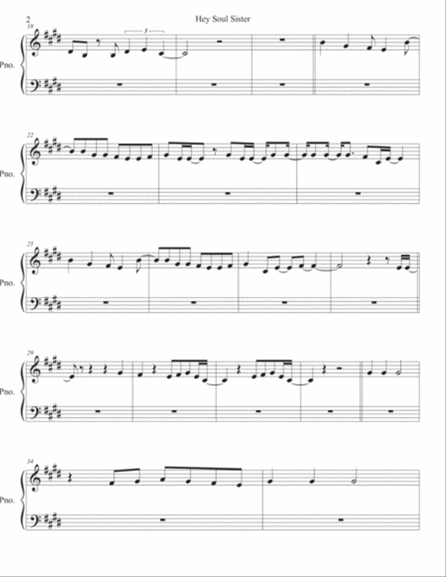 Hey, Soul Sister Easy Piano scores gallery preview page 2