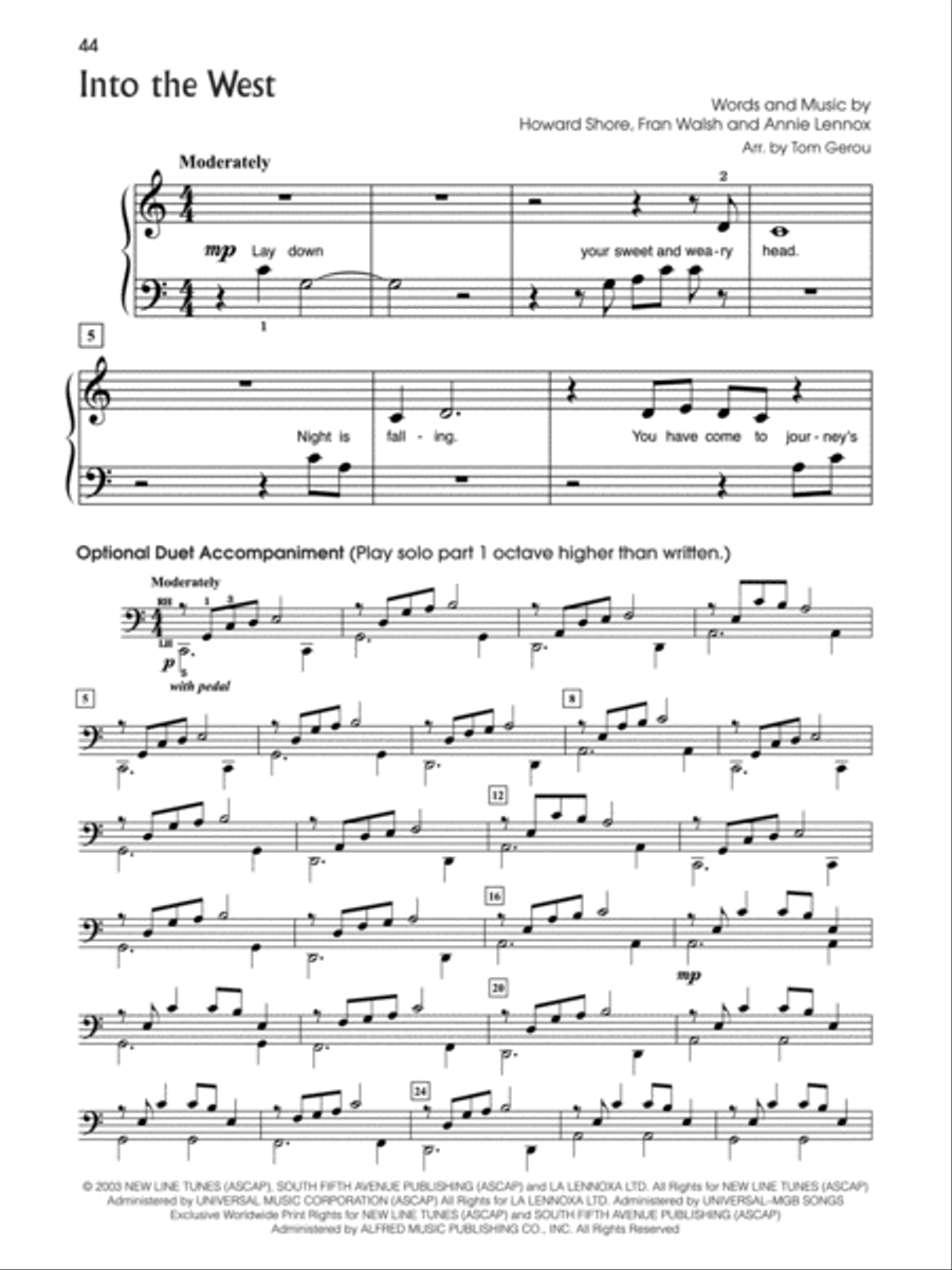 The Lord of the Rings Trilogy Easy Piano scores gallery preview page 5